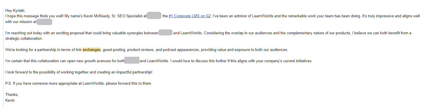 This email outlines how being relevant and personal pays off.